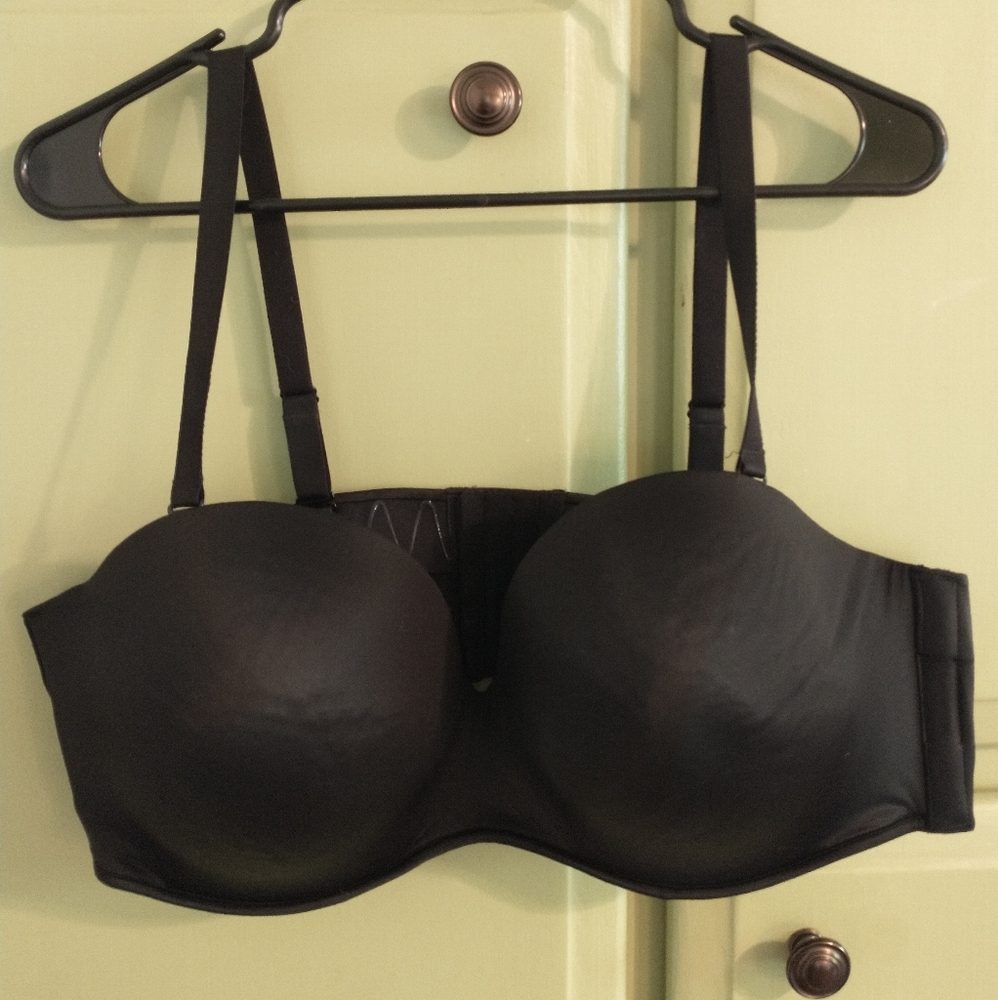 Cacique Black Lightly Lined Bra 44DD with removable convertible straps